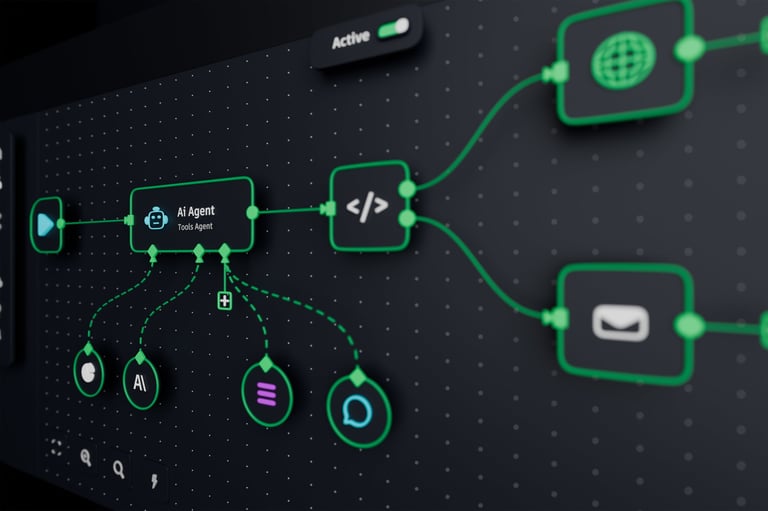 AI workflow automation software interface with dashboard