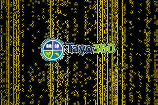 Tayo360 logo with circular icon featuring blue and green quadrants on a black background with gold vertical digital lines